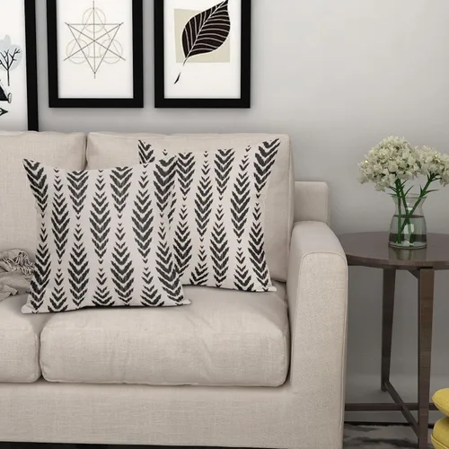 Vista 7 de Sweetshow - Juego de 2 fundas de almohada boho de 16x16 pulgadas, fundas de almohada étnicas bohemias negras con estampado geométrico de espiga