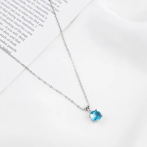 Vista 18 de 8mm Round Cubic Zirconia Sterling Silver Necklace Dainty Necklace Birthstone Jewelry Pendant Necklaces for Women