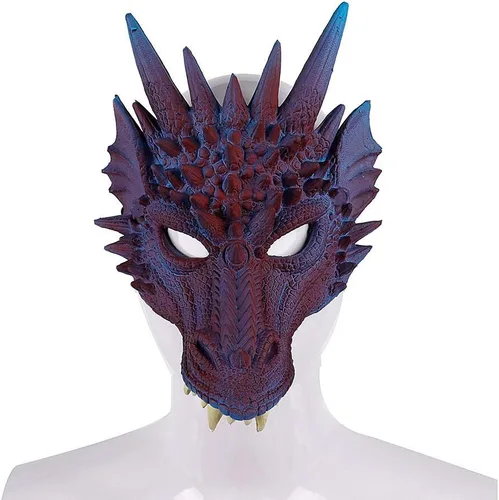 Vista 5 de Himine - Máscara de cosplay de cabeza de dragón para festival, fiesta y Halloween Negro
