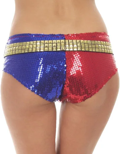 Vista 2 de DC Comics Suicide Squad Harley Quinn - Pantalones cortos para mujer, disfraz de Halloween o cosplay