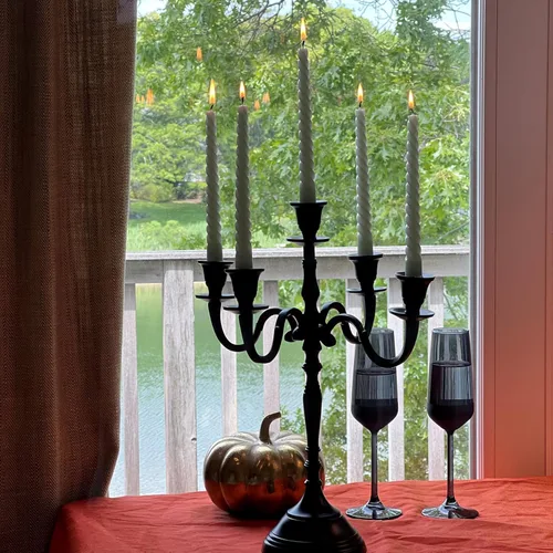 Vista 6 de Hamptons - Candelabro de cinco velas, acabado negro rústico, estilo granja