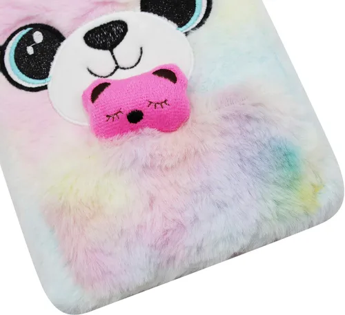 Vista 4 de JUMISEE Lindo cuaderno de felpa de alpaca colorido y mullido diario de escritura para niños y niñas, papel rayado de 160 páginas