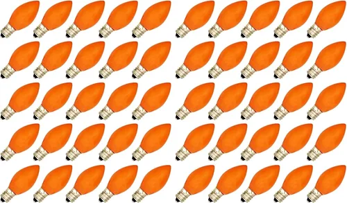 Vista 7 de Creative Hobbies® Caja de 25 bombillas, naranja opaco de cerámica, combustión constante, incandescente de 7 W, base de candelabro C7, ideal