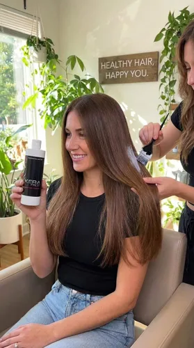 Vista 5 de Kera Fruit Kit de tratamiento capilar de queratina sin formaldehído de 16 onzas, para todo tipo de cabello, brasileño, soplado en casa, control