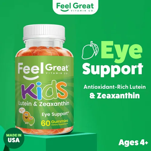 Vista 2 de Feel Great Kids - Vitaminas gomosas para ojos Vitaminas esenciales para los ojos luteína y zeaxantina Vitaminas veganas para ojos con sabor a