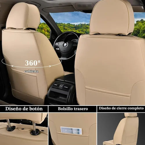 Vista 2 de Coverado - Fundas de asiento delantero de coche, fundas de asiento de cuero de lujo para automóviles, fundas de asiento de automóvil protectoras