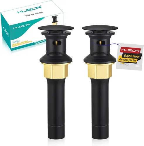 Vista 12 de Desagüe emergente para fregadero de baño con rebosadero - Se ajusta a agujeros de 1-5/8" a 2", acero inoxidable 304 para tocador/fregadero