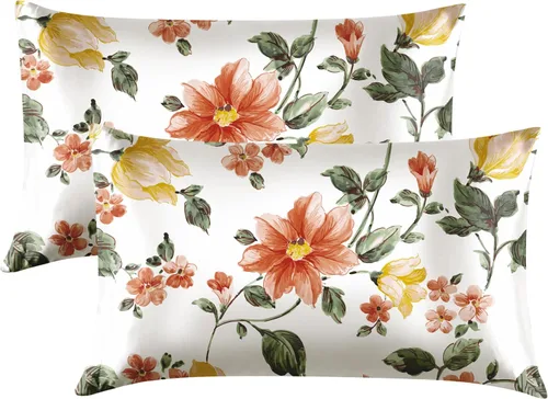 Vista 18 de EXQ Home - Funda de almohada de satén para cuidar el cabello y la piel, tamaño estándar, de seda con estampado negro, juego de 2 fundas con cierre
