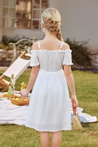 Vista 4 de Arshiner Vestido casual de verano sin mangas para niñas de 4 a 13 años