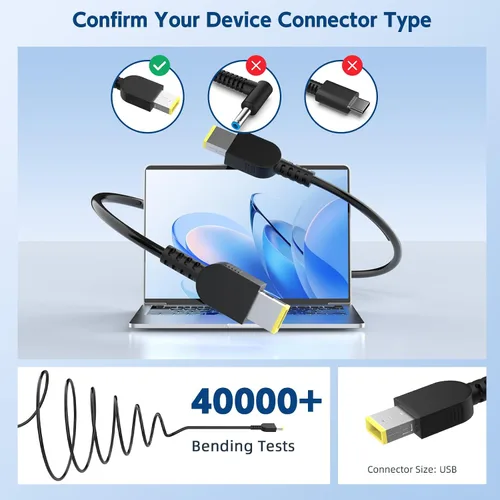 Vista 3 de ROLADA Cargador adaptador de CA de 45 W compatible con Lenovo ThinkPad X240 X250 T440 T450 L450 E450, Yoga 11/11S, IdeaPad S21e, G50 G40 Z50 Z50-70