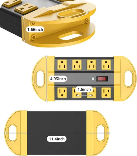 Vista 7 de CCCEI Regleta de alimentación resistente con protector contra sobretensiones, regleta de alimentación de metal de 8 tomas para electrodomésticos.