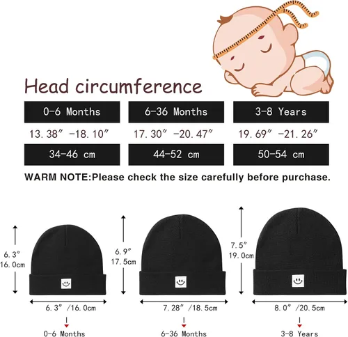 Vista 6 de Paladoo Paquete de 2 gorros de punto para bebé para niñas y niños de 0 a 8 años