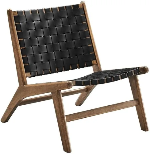 Vista 10 de Modway Saoirse - Sillón decorativo de madera de piel sintética en color marrón natural