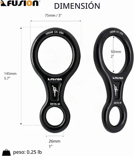 Vista 2 de Fusion Climb Aluminum Descender - Figure 8 Descender Black