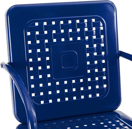 Vista 8 de Crosley Furniture Bates - Juego de 3 sillas y mesa auxiliar para exteriores de metal retro, juego de conversación para patio, color azul marino