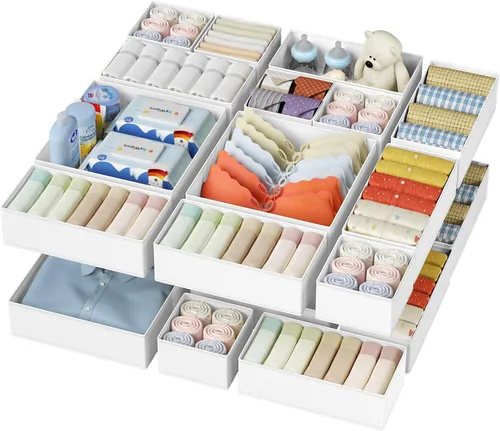Vista 39 de DIMJ Organizador de cajones para ropa, paquete de 6 unidades, organizadores plegables para bebé, organizador de almacenamiento y cómoda