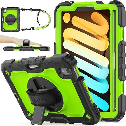 Vista 11 de SEYMAC stock Funda para iPad mini 7 (A17 Pro) 2024/Mini 6 de 8.3 pulgadas con protector de pantalla y soporte para lápiz