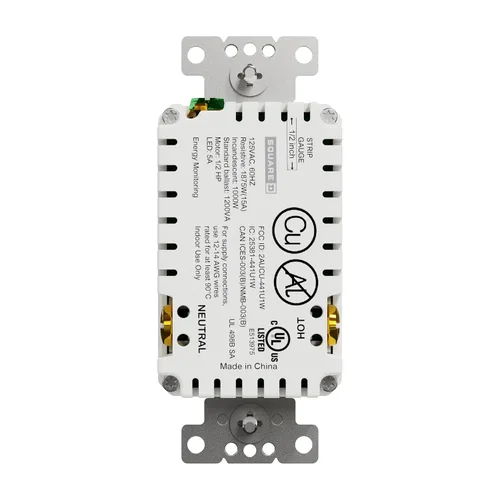 Vista 2 de Square D X Series WiFi Smart Outlet Receptáculo decorativo dúplex resistente a manipulaciones, compatible con Alexa y Google Assistant, 15 amperios