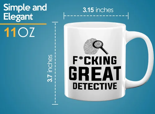 Vista 6 de Taza de café de detective de 11 onzas, color blanco, gran detective, policía, policía, patrulla, policía, policía, policía, policía, policía