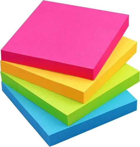 Vista 10 de Notas adhesivas 3x3 Notas autoadhesivas Colores brillantes Notas adhesivas 4 blocs 90 hojas/bloc (negro) Fuerte adhesivo autoadhesivo, se adhiere