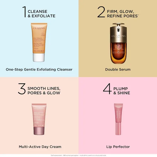 Vista 4 de Clarins DOBLE SÉRUM Suero Facial Antienvejecimiento Visiblemente Reafirma, Suaviza, Aumenta la Radiancia y Refina los Poros Hidratación 24H