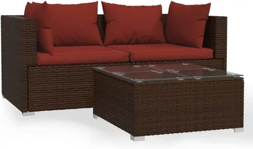 Vista 25 de 3-Piece Modular PE Rattan Sofa Set, Black 3-Seater Patio Couch