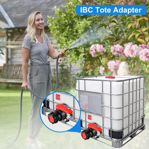 Vista 2 de Válvula de bola del adaptador del tanque del totalizador de 246.1 ft m IBC, reemplazo grueso del conector de la válvula de bola del totalizador IBC