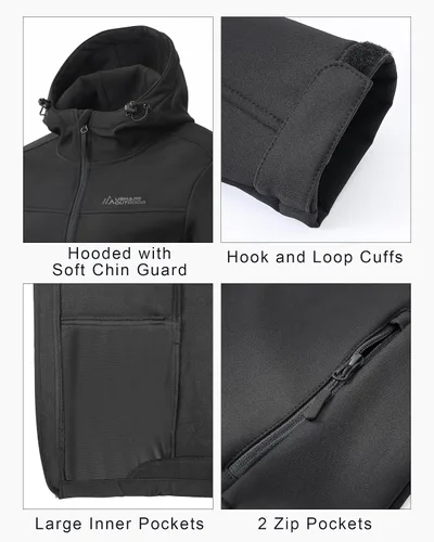 Vista 3 de Chaqueta Softshell con forro polar para mujer, impermeable, con capucha, ligera, para senderismo