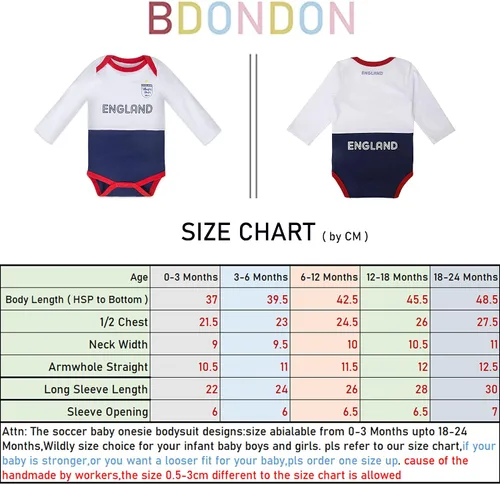 Vista 5 de Baby Soccer Jersey Gifts Unisex Soccer Baby Onesie Long Sleeve Newborn Soccer Outfit 0-18M