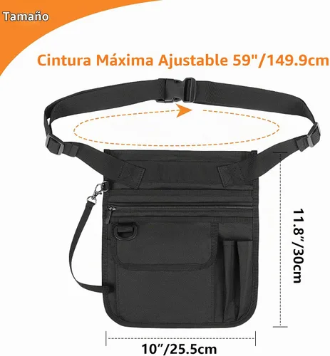 Vista 5 de Rexmica Delantal de Camarera y Servidor con Múltiples Bolsillos, Bolsa de Cintura Ajustable para Servidor, Delantal de Cintura para Camarera