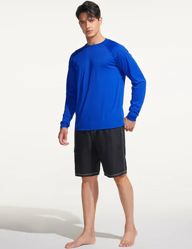 Vista 3 de TSLA - Camisetas de protección para hombre con protección FPU 50+, FPU UV, de ajuste holgado y manga larga, para natación, correr, entrenar fresco