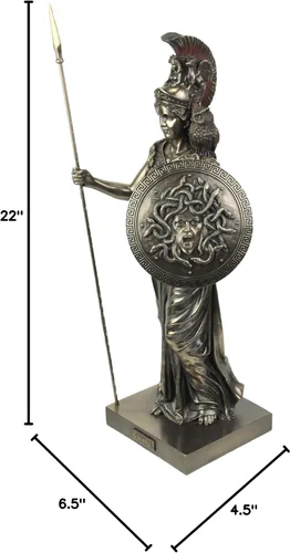 Vista 6 de Veronese Design Escultura griega de Atenea de la diosa griega de 21 1/8 pulgadas de alto, estatua de resina de bronce fundido en frío, decoración