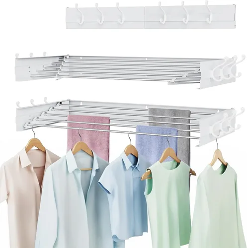 Vista 11 de Estante de Secado de Ropa,Estante de Secado de Ropa Montado en la Pared,Estante de Secado de Lavandería Montado