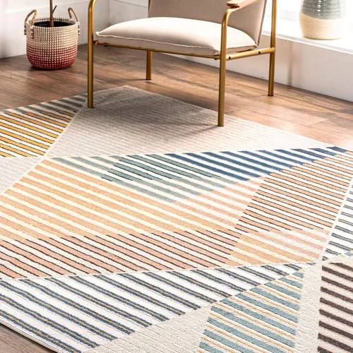 Vista 8 de nuLOOM Skyler - Alfombra contemporánea geométrica de diamantes, 4 x 6, beige
