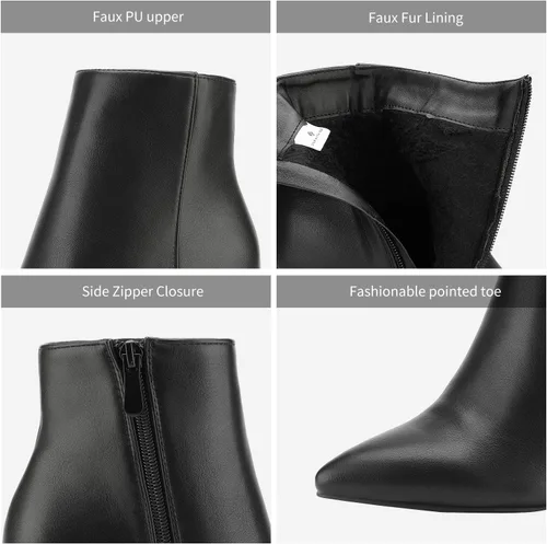 Vista 2 de DREAM PAIRS - Botines de tacón grueso para mujer, botas hasta el tobillo con punta puntiaguda