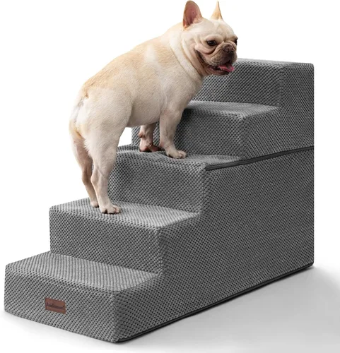Vista 10 de Aodisman - Escaleras para perros y gatos pequeños, escalones de 3 escalones para mascotas para sofá y cama Beige