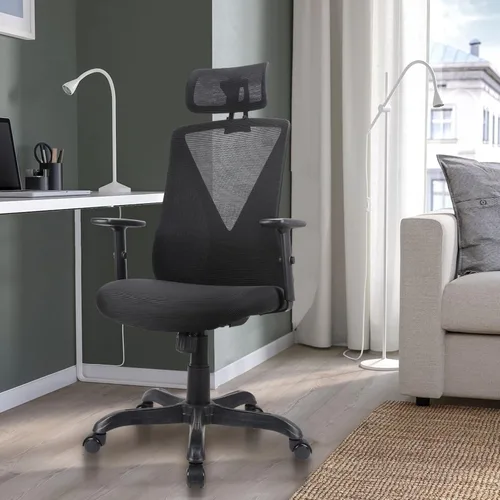 Vista 2 de Ergonomic Office Chair with Adjustable Headrest and Armrest, Mesh Swivel Desk Chair with Lumbar Support and Storage Pocket Work Chair 250lb Capacity