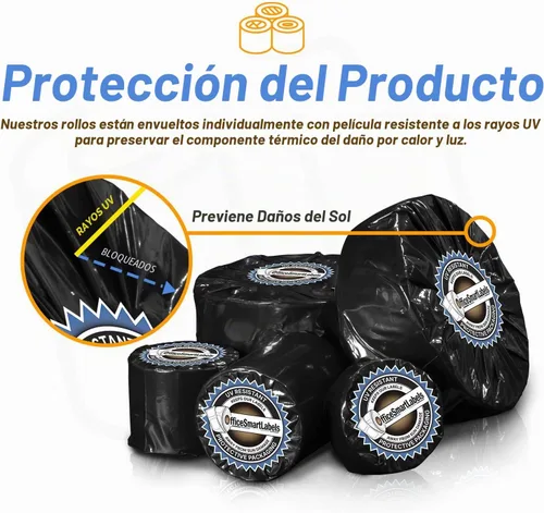 Vista 5 de Etiqueta térmica directa de 3.5" x 1", núcleo de 1", 4 rollos, 1380/rollo