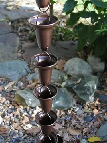 Vista 2 de Nutshell Stores Flare Cups Cadena de lluvia - Bronce - 8 pies