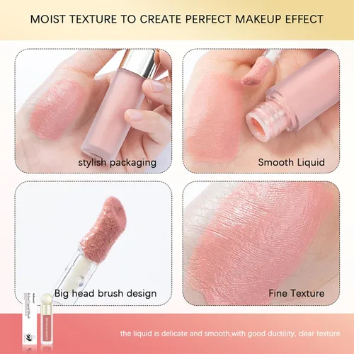 Vista 6 de Rubor líquido, acabado de terciopelo mate natural, rubor facial líquido crema suave para mejillas, maquillaje para tinte de piel, ligero y mezclable