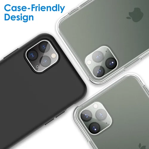 Vista 5 de JETech Protector de lente de cámara para iPhone 11 Pro Max de 6.5 pulgadas y iPhone 11 Pro de 5.8 pulgadas, vidrio templado 9H, transparente HD