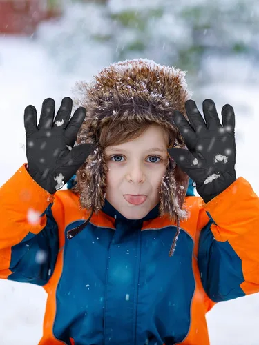 Vista 2 de 2 pares de guantes impermeables para niños, guantes de nieve cálidos para invierno, guantes de esquí para niños y niñas, resistentes al viento