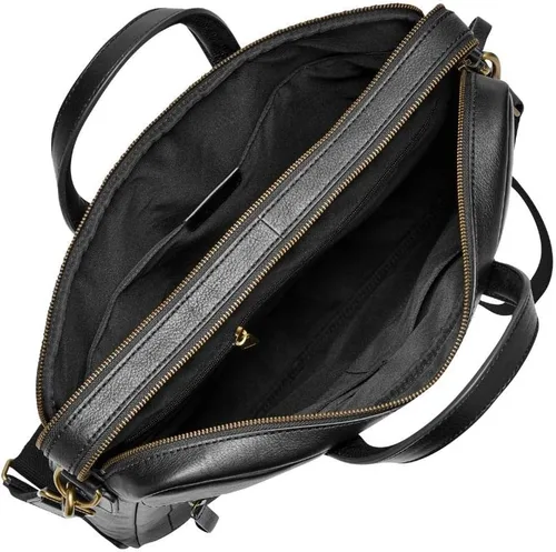 Vista 4 de Fossil Haskell - Maletín de cuero o tela para hombre, Black + Quinn Bifold