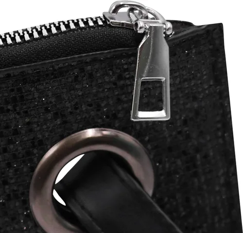 Vista 4 de Caviotess Bolso de mano con lentejuelas brillantes para mujer, bolso de noche con purpurina para fiesta, boda, Negro