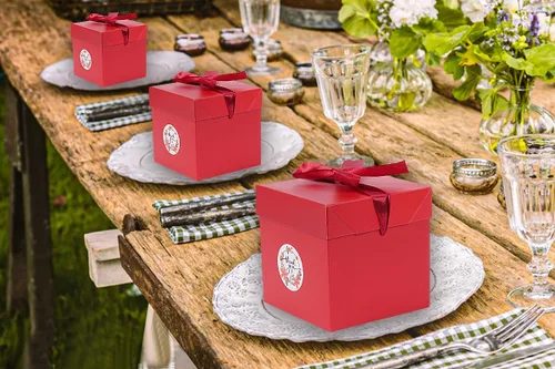 Vista 6 de Elephant-package Paquete de 12 cajas de regalo pequeñas con tapas, cajas de regalo rojas con cinta para Navidad, día de San Valentín, embalaje