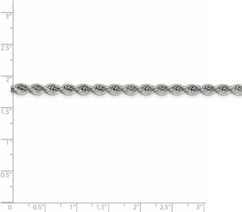 Vista 5 de Cadena de plata de ley 925 con cuerda maciza pulida y trenzada, 0.177in, pulsera o tobillera
