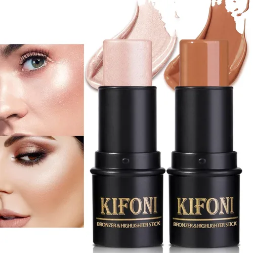 Vista 12 de Kit de contorno en crema de 3 piezas, rubor crema, iluminador, bronceador de contorno para mejillas, impermeable, de larga duración, mezclable, trío