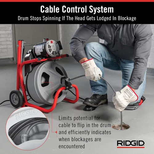 Vista 4 de Ridgid 52363 Modelo K-400 Kit de Máquina de Tambor de Limpieza de Drenaje de 120 Voltios con Cable C-32IW de 3/8" x 75