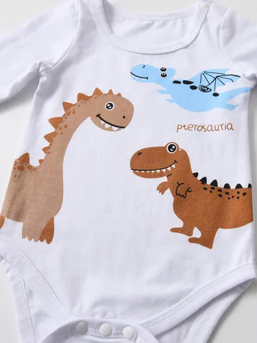 Vista 87 de Conjunto de 3 piezas de ropa de bebé recién nacido con estampado de manga larga + pantalones + sombrero