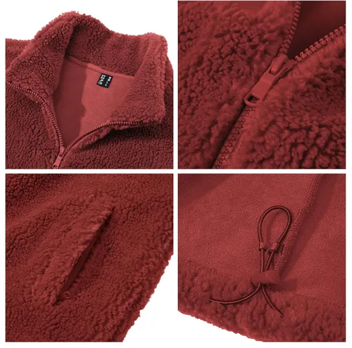 Vista 4 de MAGNIVIT Chaquetas de sherpa mullidas y mullidas para hombre, con forro polar, cálida, con cremallera completa, chaqueta casual para exteriores